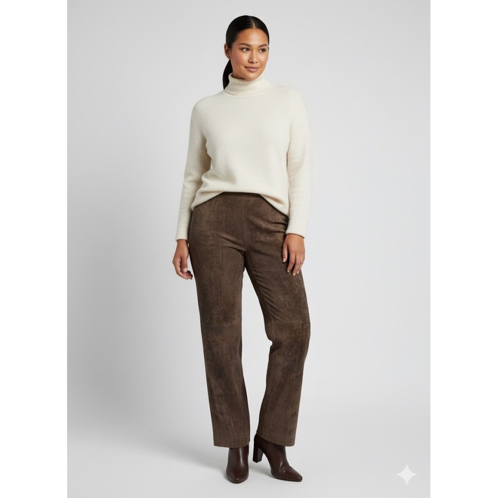 C'est City Genuine Suede Brown Pants Women's 12 | Vintage Real Leather